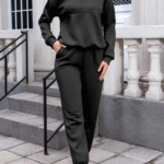 INAWLY Women'S Half Zipper Drop Shoulder Sweatshirt and Jogger Pants Two Piece Set