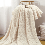 1Pc Geometric Tufted Blanket, Modern Knitted Fabric Warm Keeping Blanket for Home, All Season