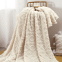 1Pc Geometric Tufted Blanket, Modern Knitted Fabric Warm Keeping Blanket for Home, All Season