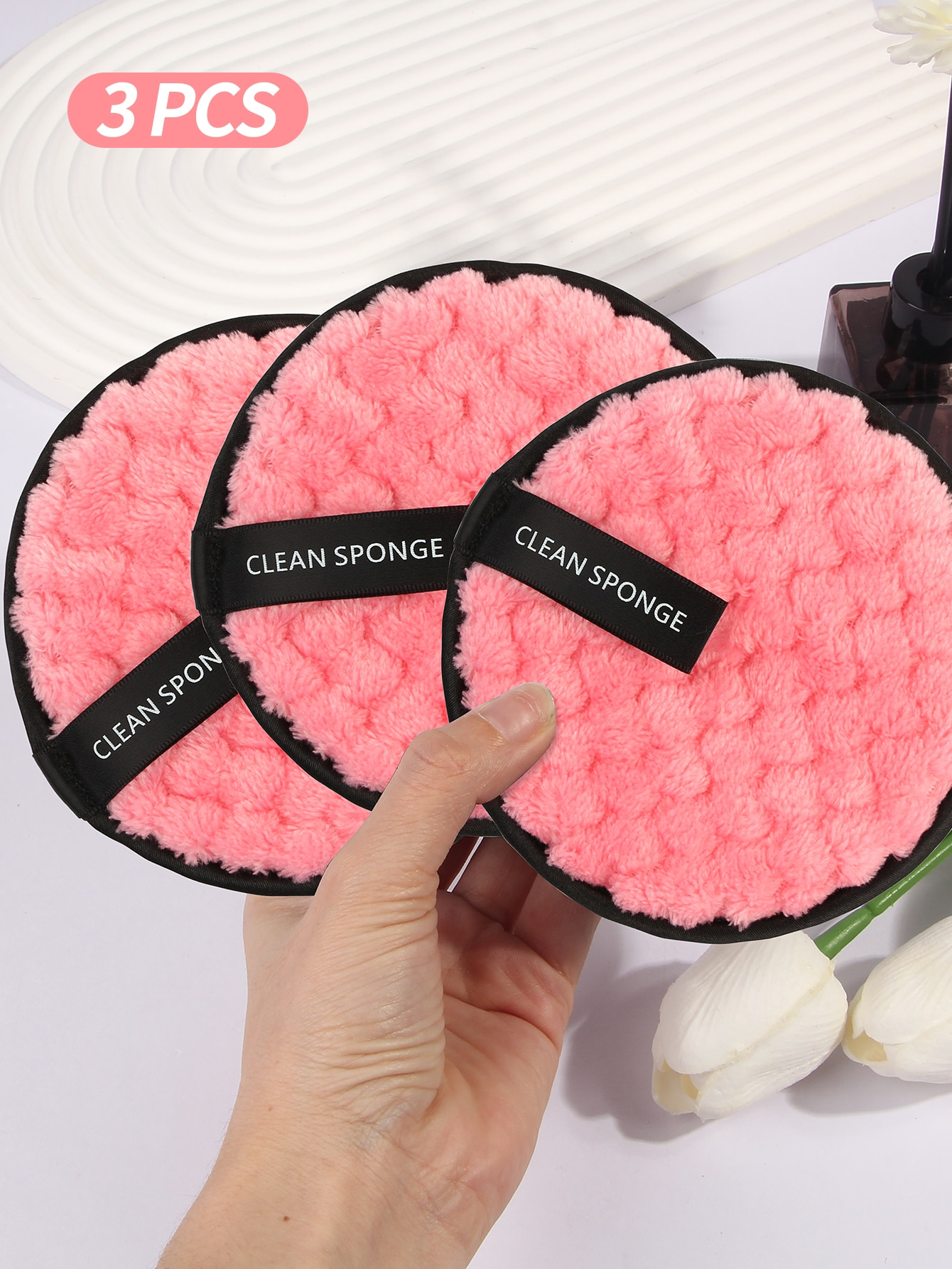 MAANGE 3Pcs Makeup Remover Puff,Soft and Skin Friendly Face Towel,Cleanning Tools Easy Carrying for Travel